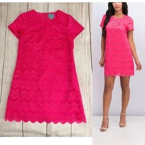 CeCe by CYNTHIA STEFFE Women's Bright Neon Pink Shift Dress Size 8